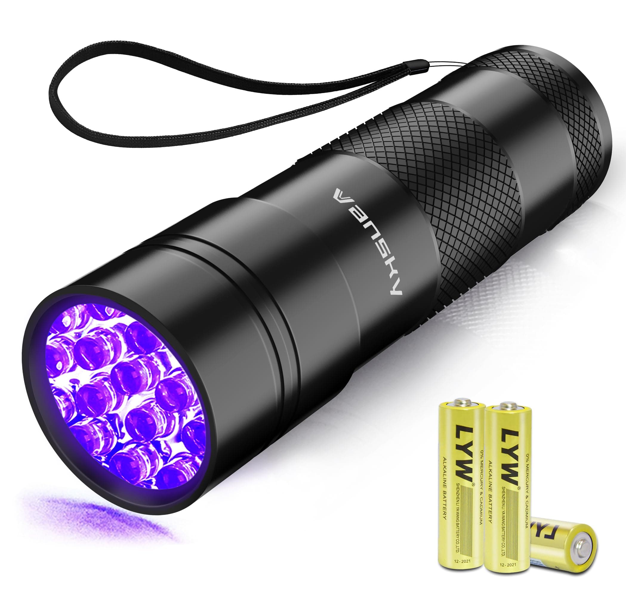UV Light 395nm Blacklight Flashlight: Vansky 12 LED Black Light Mini Pet Urine Detection for Invisible Dog/Cat Dried Urine Stains on Carpet, Scorpion Finder, Resin Curing