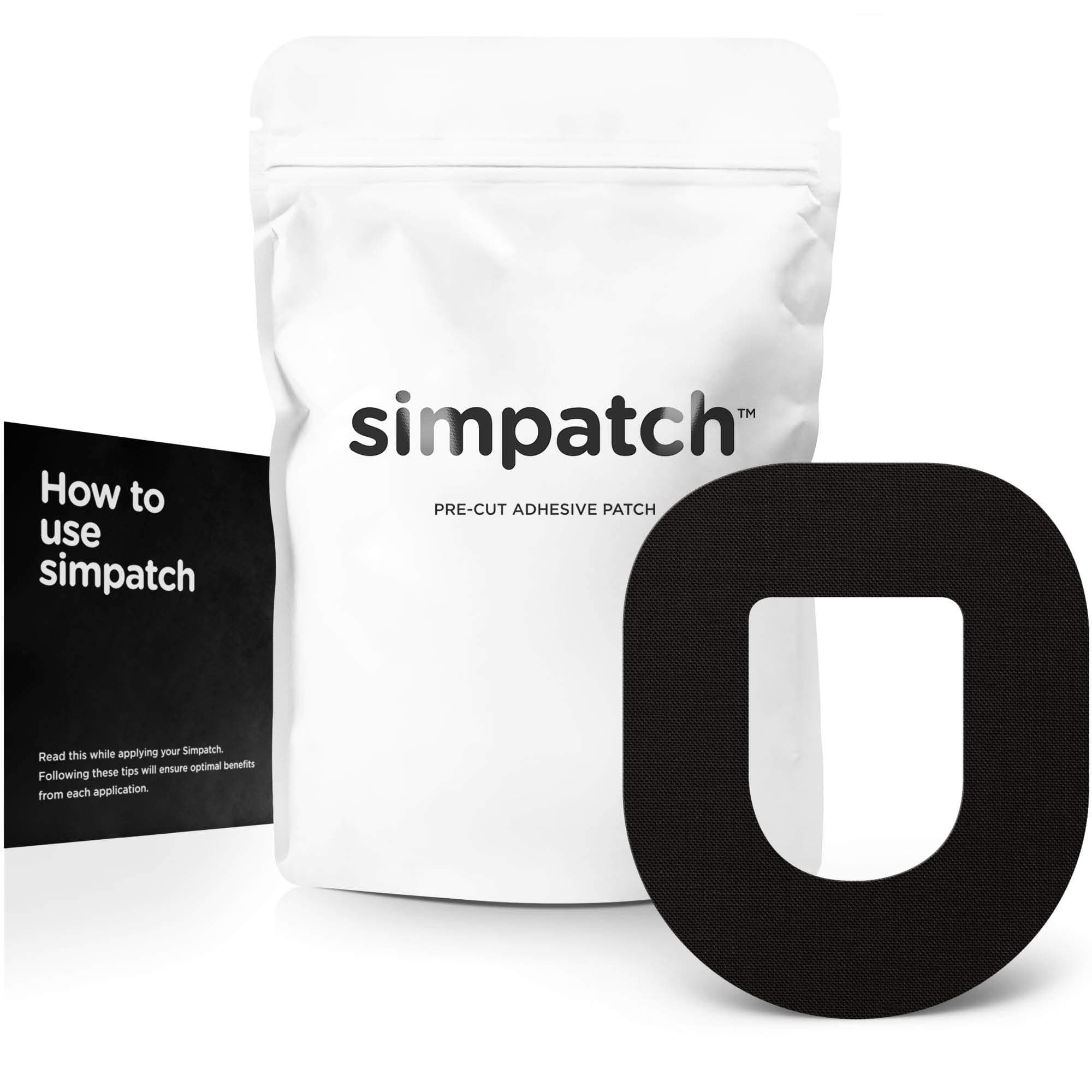 SIMPATCH Adhesive Patch for OmniPod - Pack of 25 - Multiple Colors Available (Black)