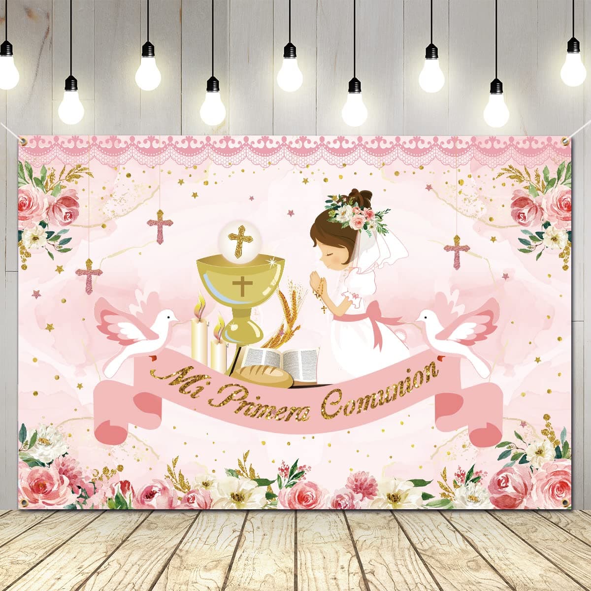 First Communion Decorations First Communion Backdrop Baptism God Bless Banner...