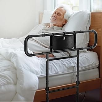 FORTEMOTUS Bed Rails for Elderly Adults Safety - Foldable Bed Side Rail, Adjustable Heights & Extendable Guard Bar Handrails for Seniors, Fits King, Queen, Full, Twin Bed for 10~16'' Mattress