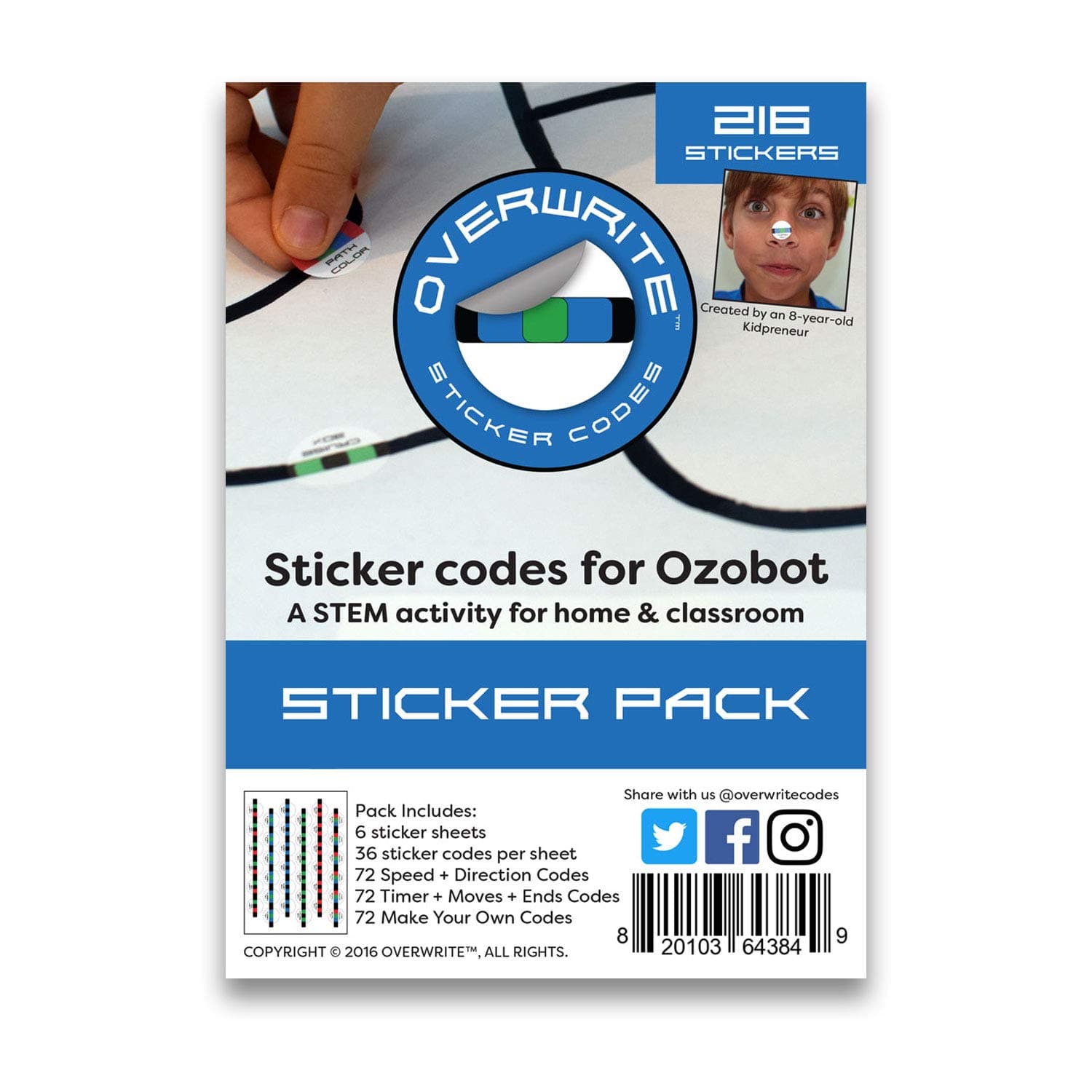 Overwrite Sticker Codes (Codes Pack) for use with Ozobot