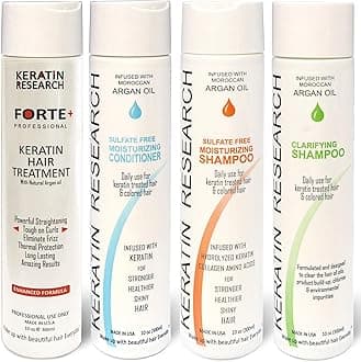 KERATIN RESEARCH Brazilian Keratin Forte Blowout Hair Treatment Straightening Long Lasting Organic Natural Results with Argan Oil Keratina Brasilera (Forte Formula LG-SET)