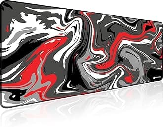 EXCOVIP Extend Large Gaming Mouse Pad XXL,Anti-Skid Mousepad Large Keyboard Mouse Pad Desk Mat with Stitched Edges (900x400mm, Red&Black) 0149