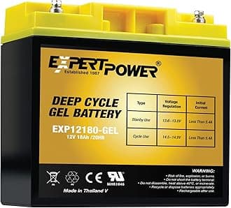 ExpertPower 12V 18Ah Gel Deep Cycle Solar Battery, Sealed Gel Technology for Marine, Mobility Applications