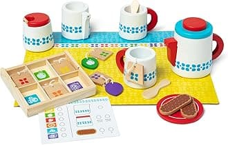 Melissa & Doug 20-Piece Steep and Serve Wooden Tea Set - Play Food and Kitchen Accessories