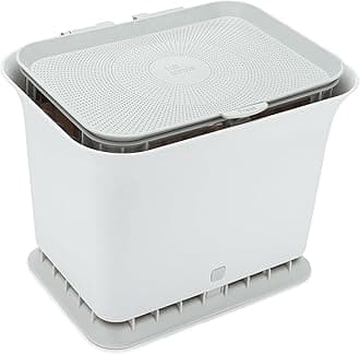 Full Circle Fresh Air Kitchen Compost Bin – Odor-Reducing Countertop Compost Container with Patented Airflow Design, Includes Compostable Bags, Easy to Clean, 1.5 Gallon, Gray
