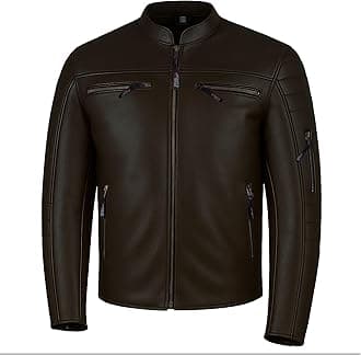 REVOLT Men's Motorcycle Jacket, Natural Buffalo Leather, CE Armor - Ventilation, Cruiser Motorbiker Touring Biker Brown XXL