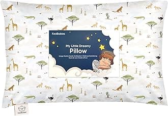 Toddler Pillow with Pillowcase - 13x18 My Little Dreamy Kids Travel Bed Pillows for Sleeping, Organic Cotton Small Pillowcase, Soft & Breathable, Machine Washable, Toddlers 2-5 years old (Grasslands)