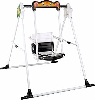 Maanit Garden & School Toy Single Seater Alloy_Steel Swing For Children Babies Indoor Outdoor (Black White), 10 Centimeters, 25 Centimeters