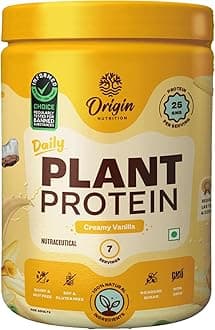 - Origin Nutrition 100% Natural Plant Based Protein Powder, Ranked Best Vegan Protein By Independent Scientific Research, Easy to Digest Vanilla Flavour with 25g per serve Plant Based Protein, Gluten Free, Dairy Free, No Added Sugar, Soy Free, Non - GMO,7 Servings, 278g