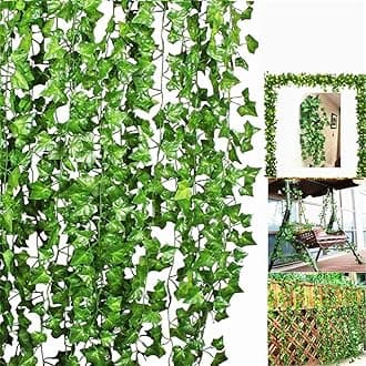 Rudra Fancy Store Artificial Garlands Hanging Leaves Vine Creeper Plants for Home Decor Main Door Wall Balcony Office Decoration Party Festival Craft (Green, 8 Feet, Set of 6)