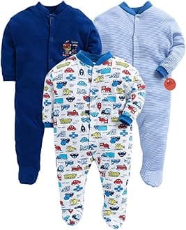 100% Cotton Rompers/Sleepsuits/Jumpsuit/Night Suits for Newborn Baby Boys & Girls Pack of 3