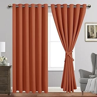 JIUZHEN Caramel Blackout Curtains with Tiebacks Thermal Insulated, Light Blocking and Noise Reducing Grommet Curtains for Bedroom and Living Room, Set of 2 Window Curtain Panels, 70 x 84 Inch Length