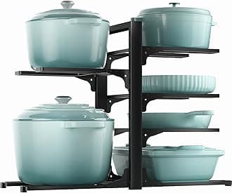 ORDORA 6-Tier Pots and Pans Organizer under Cabinet, Kitchen Cabinet Organizers and Storage, Heavy Duty Pots and Pan Storage Rack Organizer inside Cabinet, Adjustable Pot Rack