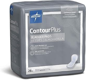 MEDLINEContourPlus Bladder Control Incontinence Pads, Maximum Absorbency, 6.5" x 13.5", 28 Count