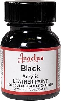 Angelus Acrylic Leather Paint, 1 Fl Oz, Black - Professional Flexible, Crack, Scratch, Peel Resistant Leather Paint for Shoes, Sneakers, Canvas, Furniture and Other Leather Projects
