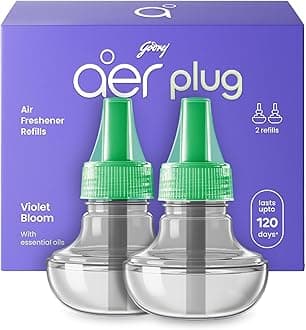 Godrej aer Plug Electric Air Freshener 2 Refills (20ml each) | Violet Bloom | Lasts up to 120 days, Liquid
