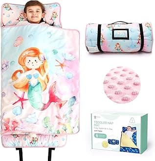 ACRABROS Toddler Nap Mat with Pillow and Blanket, Large Rolled Napping Mats,Slumber Bags for Boys Girls,Kids Sleeping Bag for Daycare, Preschool Travel