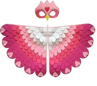 Kids Bird Wings Costume For Age 3~8 Years,Bird Owl And Peacock Masque Owl Dress Up,Boys Girls Felt Eye Masque And Wings Set,Halloween Colorful Fancy Dress