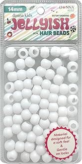 Donna Kids Jellyfish Hair Beads 14MM White – Soft Silicone-Feel Rubber Beads for Braids & Ponytails, Durable Twist for Kids Hairstyles, DIY Jewelry & Craft Making, 1 Pack