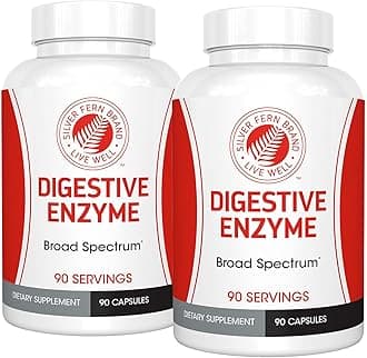 Silver Fern Brand Ultimate High Potency Digestive Enzyme Supplement - 2 Bottles - 100% Intestinal Coverage - Digestive Comfort - Improve Food Tolerability