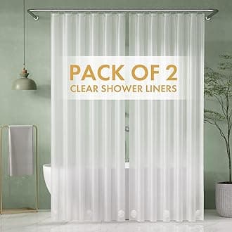 Shower Curtain Liner 2 Pack, 72 x 96 Inches Extra Long PEVA Plastic Shower Liner with Heavy Duty Stones and 12 Rustproof Metal Grommet, Lightweight Waterproof Shower Curtain - Frosted