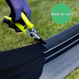 Flexible Lawn Edging Plastic Black 10 m, 20 cm High - Robust Stay-in-Place Design - Very Good to Work with, Min. 30 Years Service Life, Invisible - Flower Bed Edging Made from 100% Recycled Plastic
