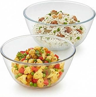 Borosil Mixing & Serving Bowl Set of 2, 500ml + 1.3 Ltr