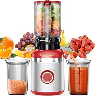 Cold Press Masticating Juicer Machines with Built-in Blades for Slicing Whole Fruits & Vegetables, 4.35" Large Feeding Chute, Quiet & Easy to Clean, 99% High Juice Yield