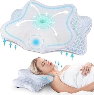 DONAMA Cervical Pillow for Neck and Shoulder Pain Relief, Cooling Contour Memory Foam Pillow, Dual-Height Ergonomic Neck Support Pillow for Side Back Stomach Sleepers with Removable Pillowcase