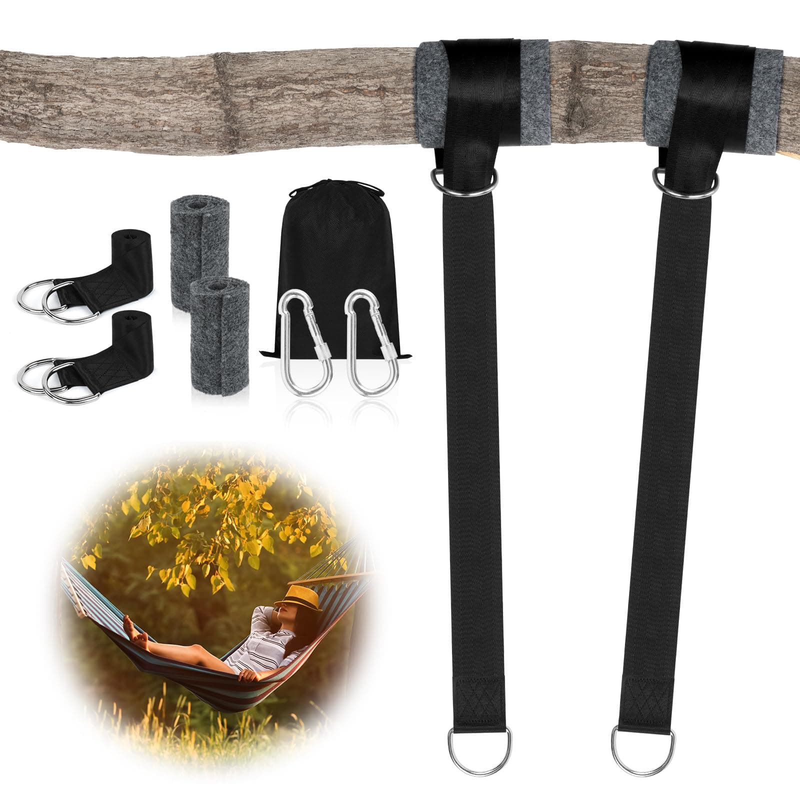 flintronicTree Swing Straps Hanging Kit, Hammock Straps Tree Swing Straps, Swing Seat & Attachments, Ultra Strong 1.5M Hammock Strap Holds 1700lb Straps, Adjustable Hammock Straps.