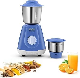 Maharaja Whiteline Smart Mixer Grinder | 500-watt | 20000 RPM Motor Speed | Air Ventilation System | Stainless-Steel Jars & Blades | Unique Jar Flow Breakers | 2 Year Motor Warranty |Blue