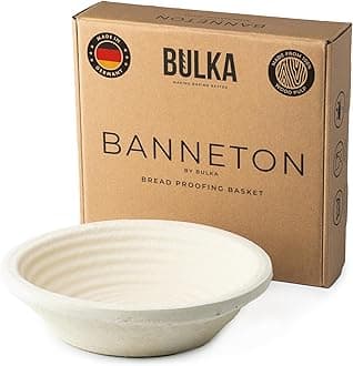 Bulka Large Round 9" 1kg Groove Banneton Bread Proofing Basket Pressed Wood Pulp, Sourdough Proofing Basket - Non-Stick Bread Proofing Bowl Sourdough Bread Baking Supplies, Made in Germany.