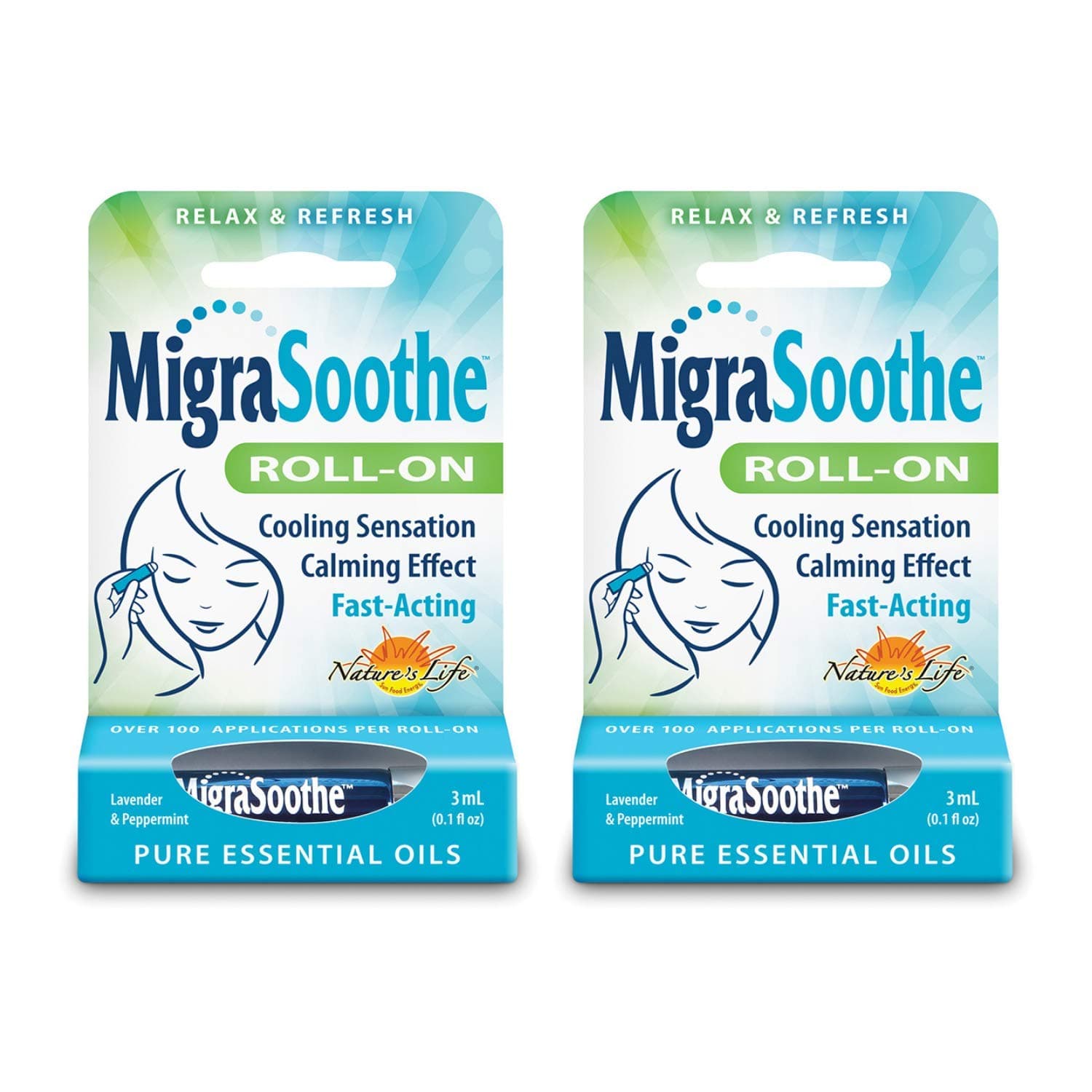 MigraSoothe | Cool & Refreshing Effect| Essential Oil Roll-On Stick | 2 Pack