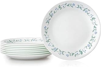Vitrelle 6.75" Salad Appetizer Plate Set, Triple Layer Glass and Chip Resistant, Lightweight Round Plates, 6-Piece Country Cottage