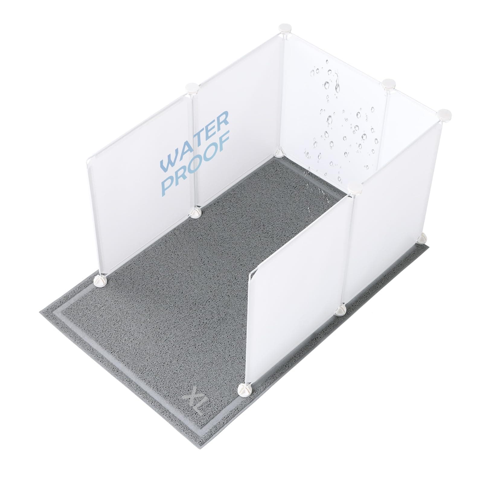 MEEXPAWS Extra Large cat Litter Box Enclosure Splash Guard 27×20 in| Large cat Litter mat | Easy Clean (White)