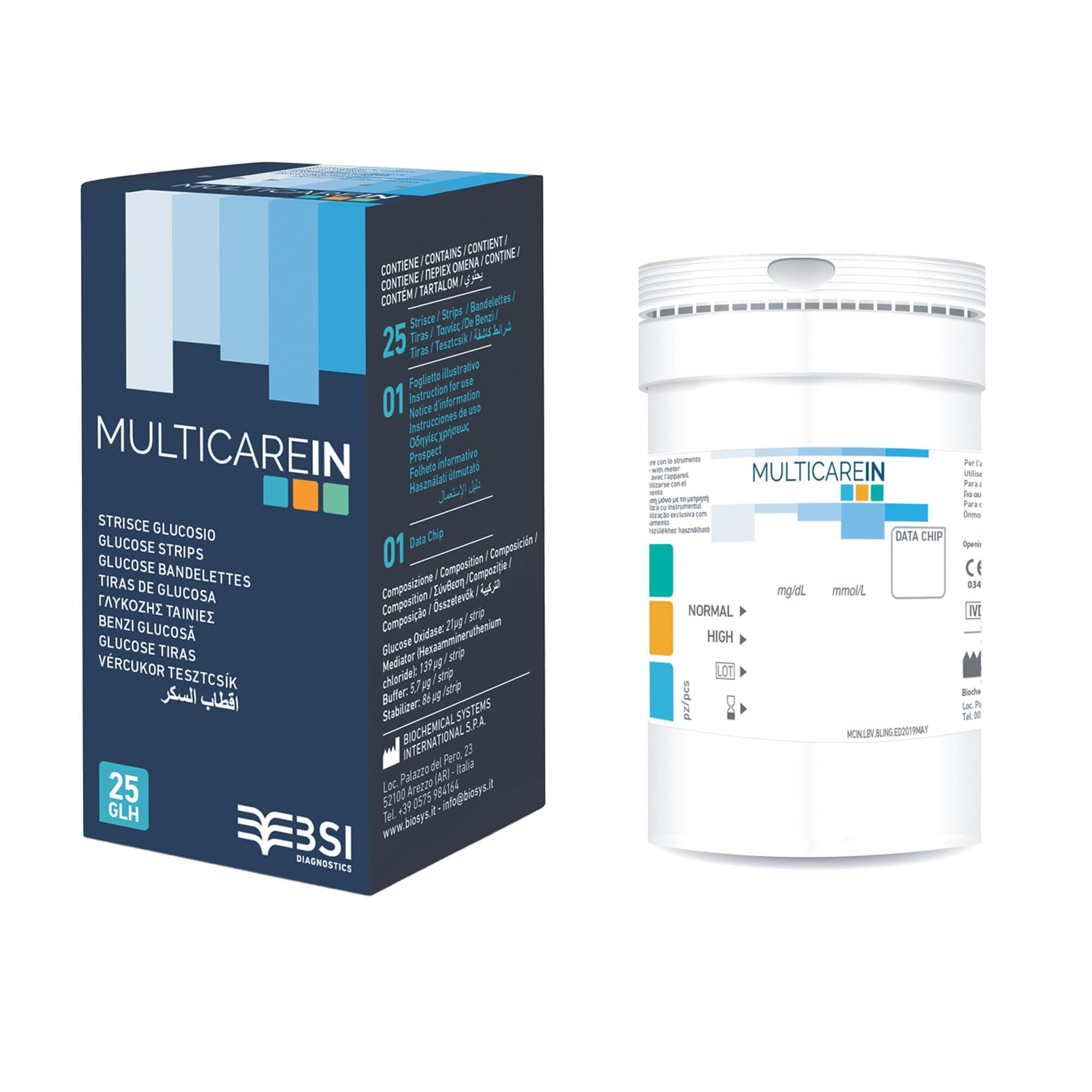 Prima Home Test Multicare-In Glucose Electrodes Strips (Pack of 25)