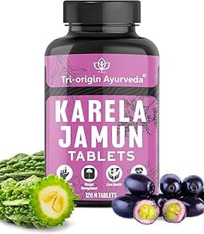 Karela & Jamun 1000mg Herbal Mix | Ayurvedic Supplements to Support Healthy Blood Sugar & Glucose Levels | Potent Natural Ingredient Blend (120 count (Pack of 1))