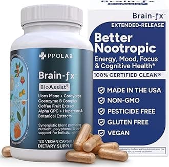 PPO Lab® Brain-fx™ Extended-Release Vitamins for Brain Health, Supplement for Memory and Focus with Nootropics, BDNF Factor, Methylated B Complex, L-Theanine, Lions Mane, Alpha GPC - 120 Capsules
