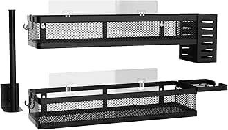 PUSDON Metal Wall Hanging Basket 2 Packs DIY Suitable for Multiple Scenes - Large Black Netting Suit