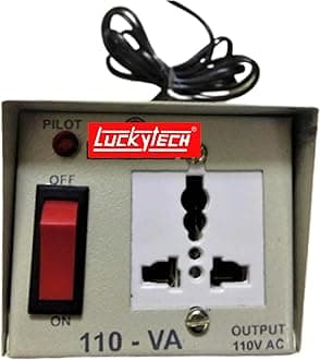 220V to 110V Stepdown Lucky Tech® Voltage Converter 100W USA to India Universal 3 Pin Input Plug (Wave Form) (100 Watt)
