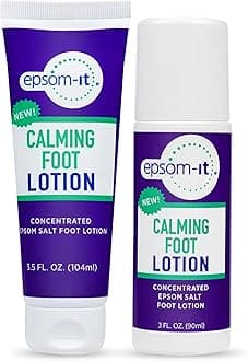 Epsom-It Calming Foot Lotion Set - Topical Magnesium Cream & Rollerball for Feet & Ankles, Epsom Salt Magnesium Sulfate Rub, Soften Tough Skin & Cracked Heels, Stiffness in Legs, Knees and Feet, 3.5oz