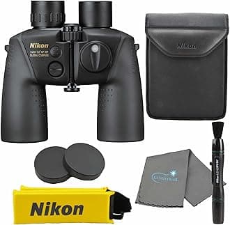 7x50mm CF WP OceanPro Marine Binoculars with Global Compass (16026) - Waterproof, Fogproof Bundle with Nikon Lens Pen and Cloth, Boating, and Ocean Essentials, Automatic Declination Built-in