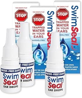 Pro 3-Pack All Natural Swimmer's Ear Drops for Daily Use Rather Than Alcohol Drops or Earplugs. The Solution for Your Ears for All Water Exposure for All Ages.