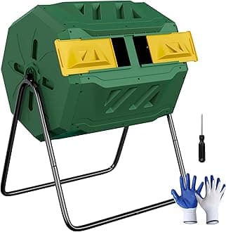 Nouva 43 Gallon Large Composting Tumbler Dual Rotating Chamber Garden Composter Bin Compost Bin with Steel Frame Outdoor Garden Yard,Green