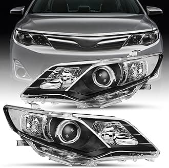 TUSDAR Compatible with 2012-2014 Toyota Camry Headlight L/Le/Xle/Hybrid/SE Assembly Driver Passenger Side(Black Housing with Clear Reflector)