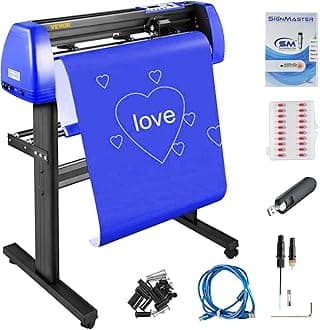 VEVOR Vinyl Cutter 28 Inch Vinyl Cutter Machine with 20 Blades Maximum Paper Feed 720mm Vinyl Plotter Cutter Machine with Sturdy Floor Stand Adjustable Force and Speed for Sign Making