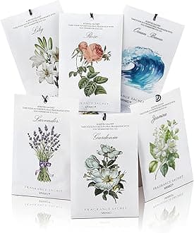 MYARO 12 Packs Scented Sachets for Drawer and Closet, Long-Lasting Sachets Bags Home Fragrance Sachet 6 Scents Option- Lavender, Rose, Jasmine, Ocean, Gardenia, Lily