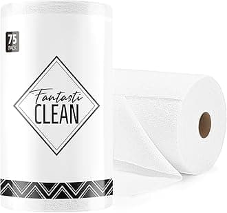 Fantasticlean Microfiber Cleaning Cloth Roll -75 Pack, Tear Away Microfiber Towels, 12" x 12", Reusable, Washable, Scratch Free, Ultra Absorbent Dishcloth for All-Around Cleaning Supplies (White)
