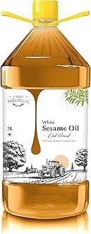 - Farm Naturelle 100% Pure & Unrefined Cold Pressed White Sesame (Gingelly) Oil – 5L | Kolhu/Kacchi Ghani/Chekku | Natural Daily Cooking Oil | Chemical-Free | Rich Aroma & Flavour